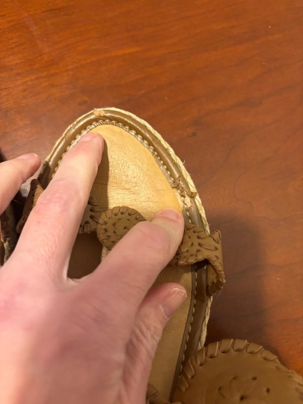 Jack Rogers Shelby Espadrille Wedge Sandals Cognac Size 10